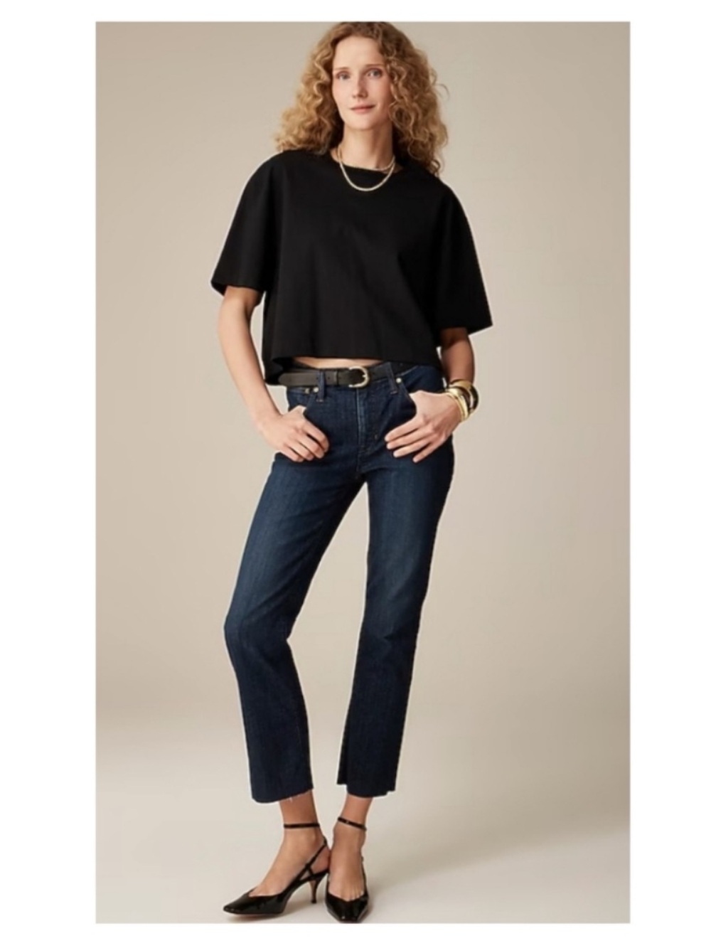 J. Crew Cropped Demi Boot Jeans in Dark Blue